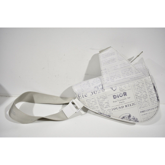 Dior x Daniel Arsham Newspaper Print Saddle White Logo Crossbody Fanny Bum Bag - Picture 7 of 12